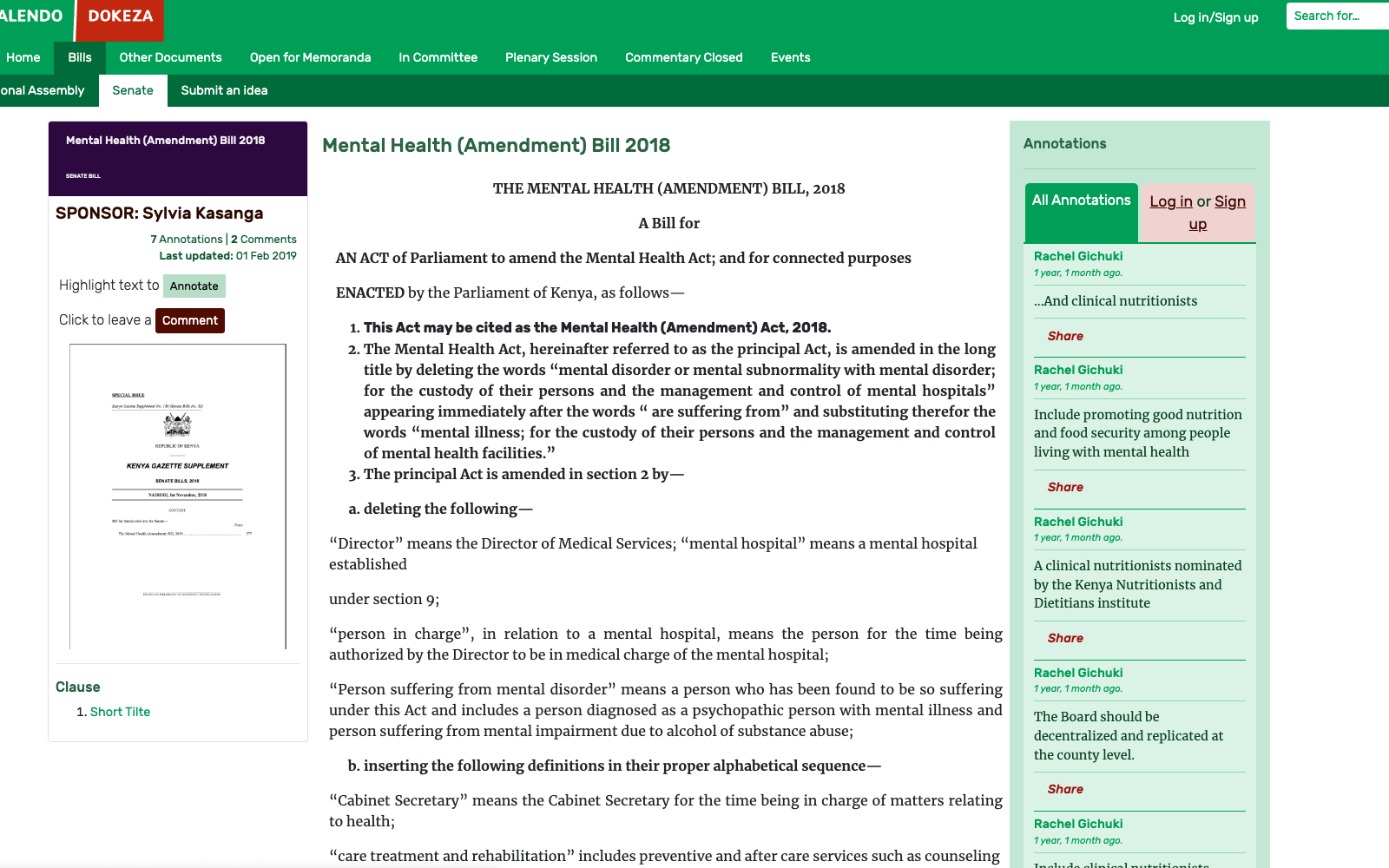 Dokeza Version 1 - Bill page